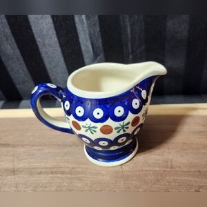 Boleslawiec Polish Pottery Creamer Pitcher Mosquito Pattern Poland